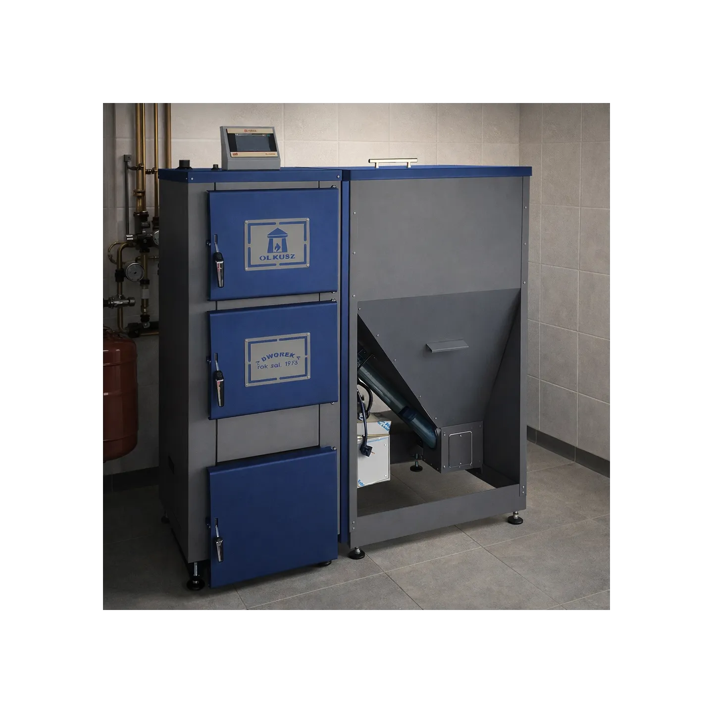 Kocioł na pellet Dworek Bio Comfort Blue 17 kW – montaż